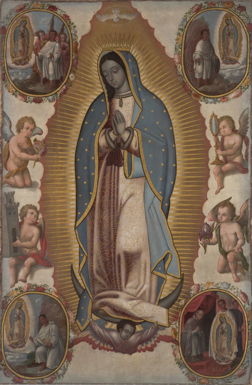 Jomfru af Guadalupe, ca. 1700 (olie på lærred) af Mexican School