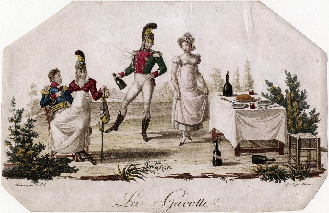 ""Gavotte Dance"" Litografi af Meynier Saint-Fal (Saint Fal) (1762-1840) ca. 1815 Dim 17,7x27,3 cm Privat samling af Meynier Saint Fal