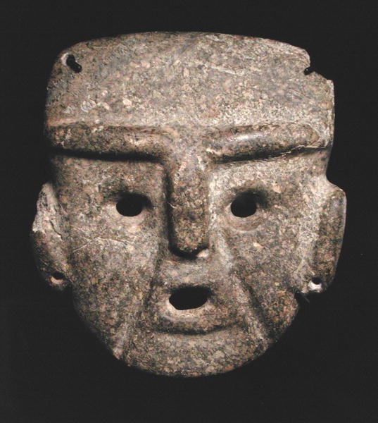 Maske, 300-100 f.Kr. (grønsten) af Mezcala Mezcala