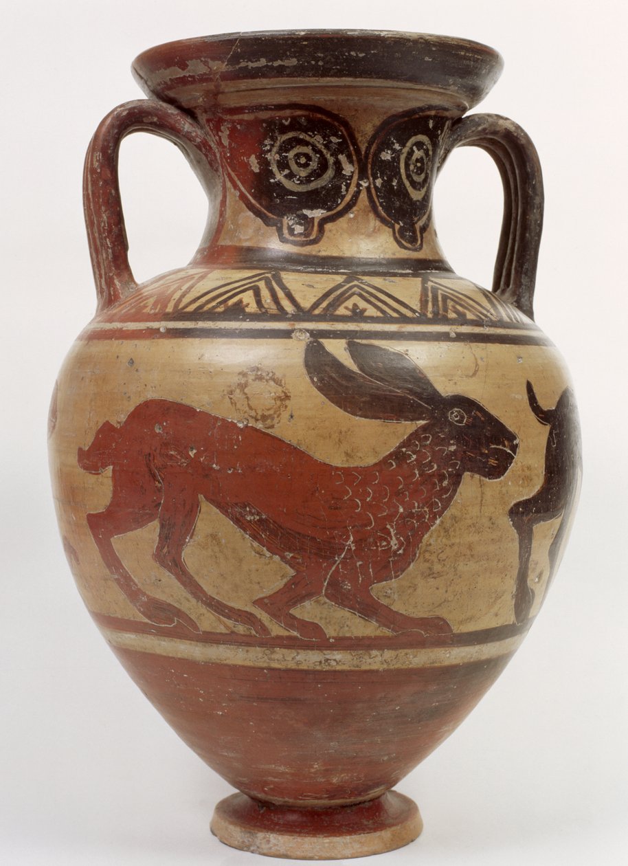 Etruskisk sort-figur amfora, ca. 500 f.Kr. (keramik) af Micali Painter Style