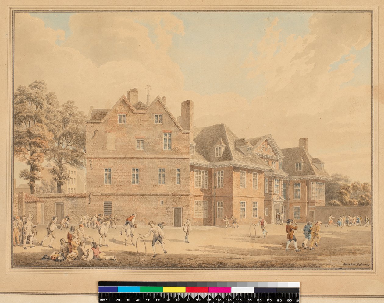 The Old Manor House, Marylebone, as a School, 1791 (blyant og wc) af Michael Rooker