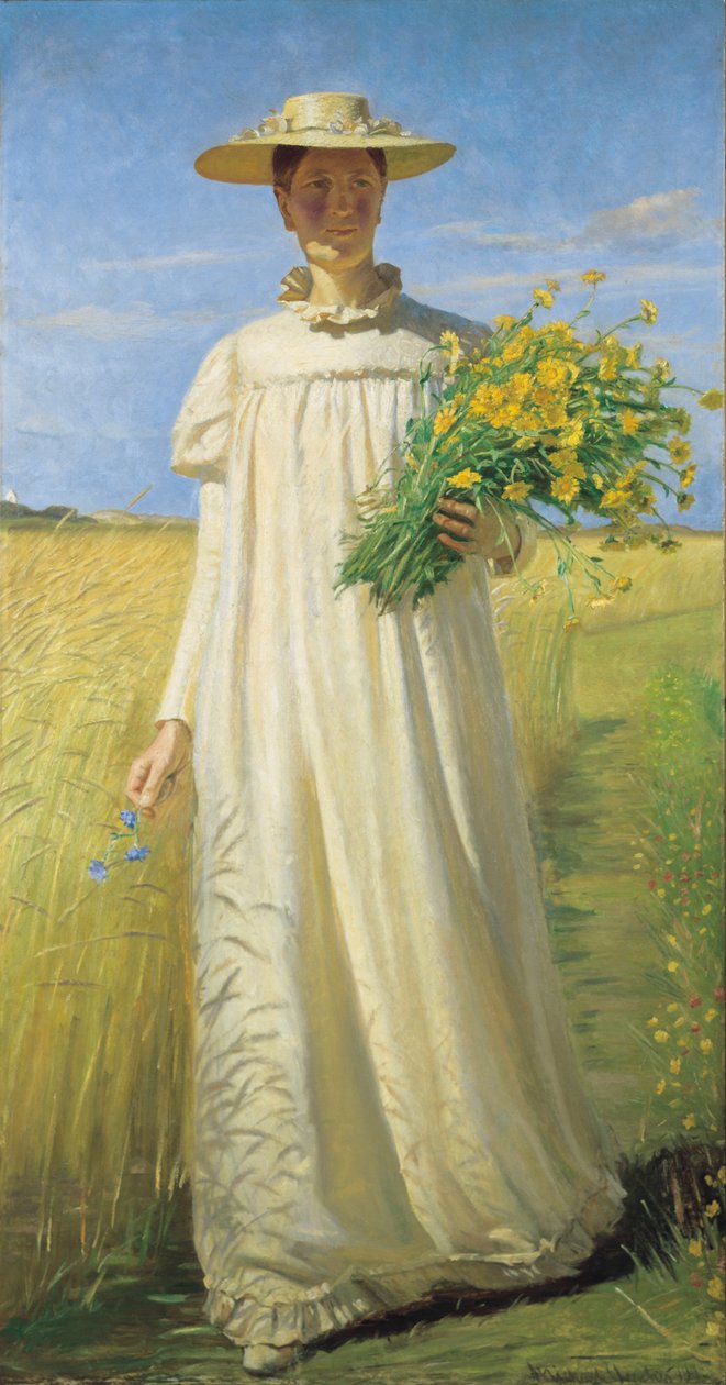 Anna Ancher vender tilbage fra feltet af Michael Peter Ancher