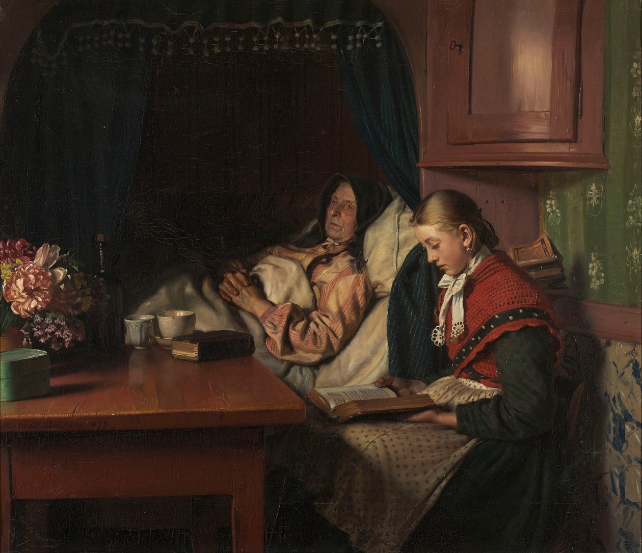 Bedstemor på sygeseng af Michael Peter Ancher