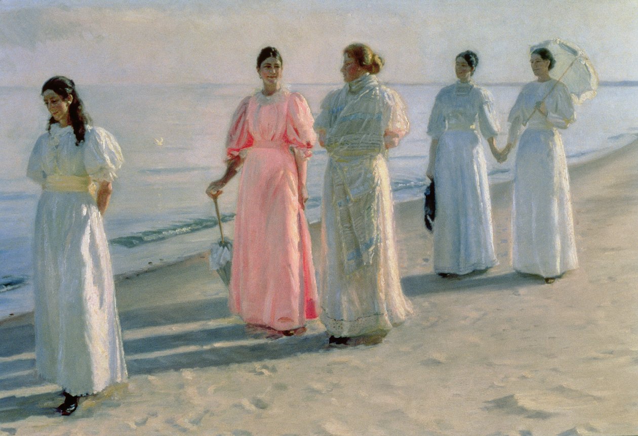 Promenade på stranden af Michael Peter Ancher