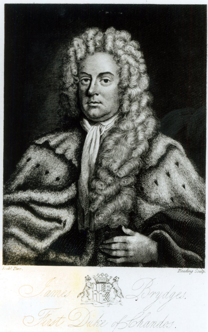 Portræt af James Brydges, den første hertug af Chandos (1673-1744), indgraveret af Burnet Reading (fl. 1776-1822) af Michael Dahl