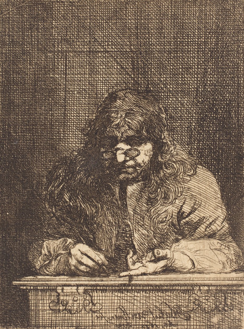 Tegning af selvportræt, 1675 (ætsning på bundet papir) af Michael Leopold Willmann