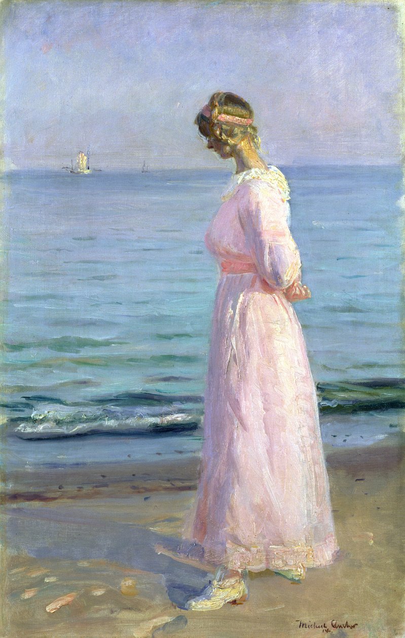 Pige i en lyserød kjole, 1914 af Michael Peter Ancher