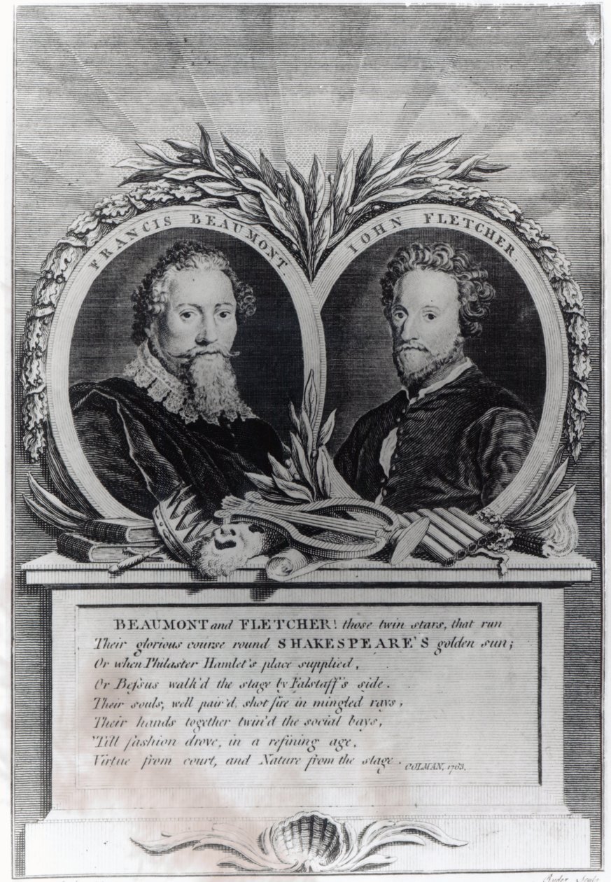 Francis Beaumont og John Fletcher, graveret af T. Ryder af Michael Rooker