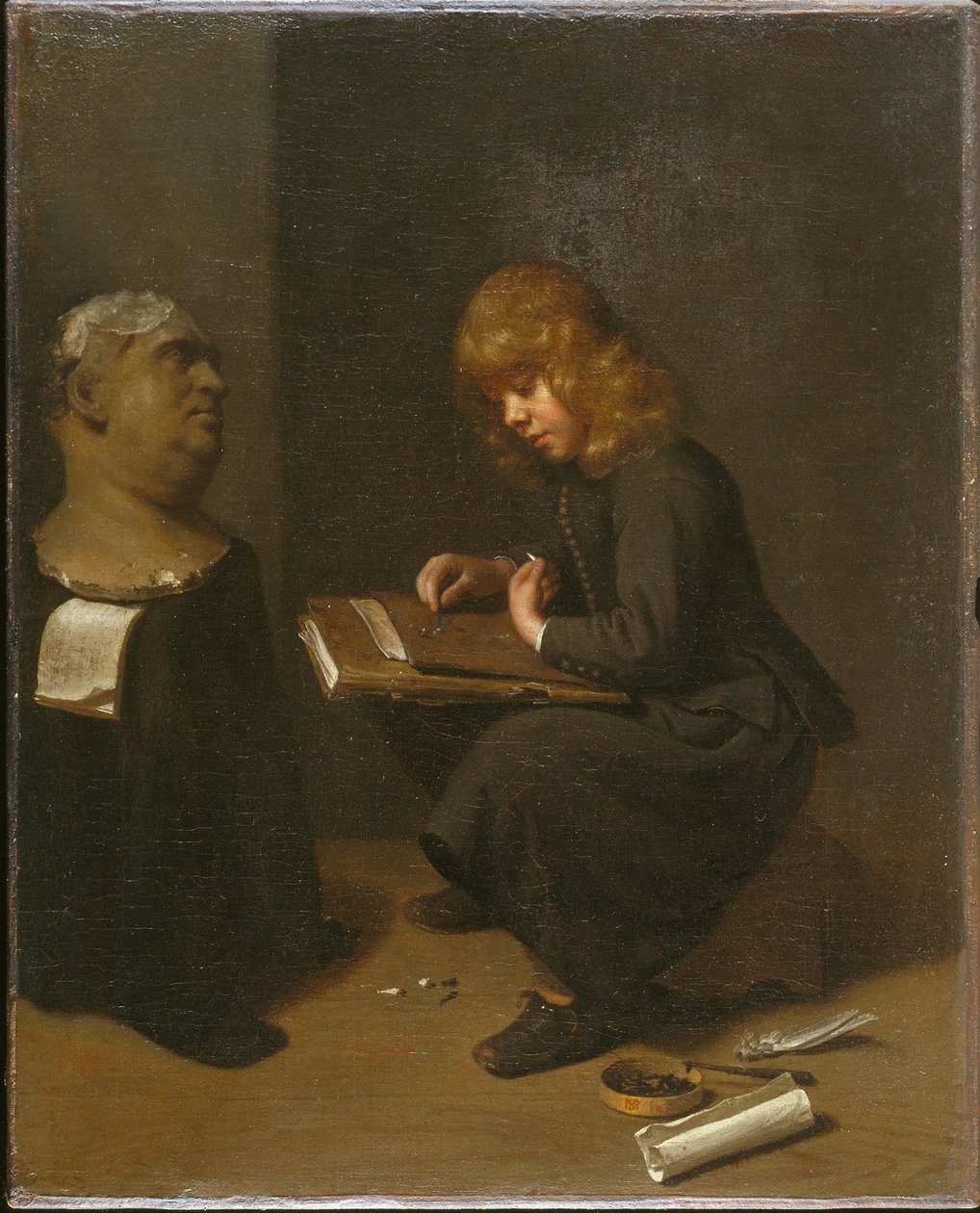 Drenge tegner før busten af en romersk kejser, ca. 1661 af Michael Sweerts