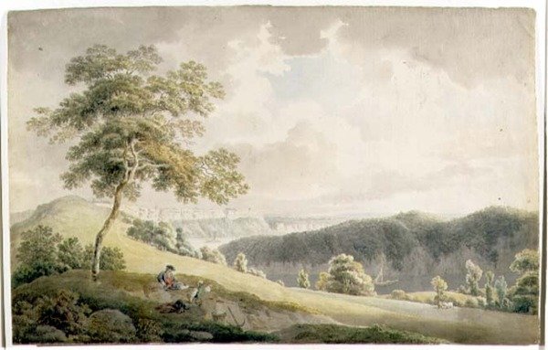 Wye Valley (akvarel på papir) af Michael Rooker