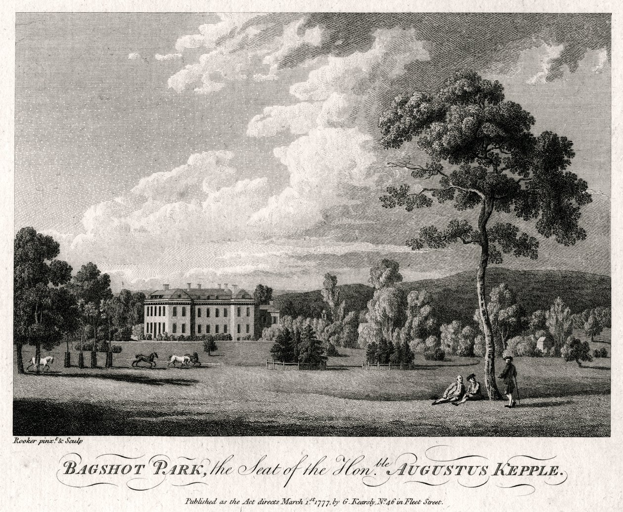Bagshot Park, sæde for den ærede Augustus Kepple, 1777 af Michael Angelo Rooker