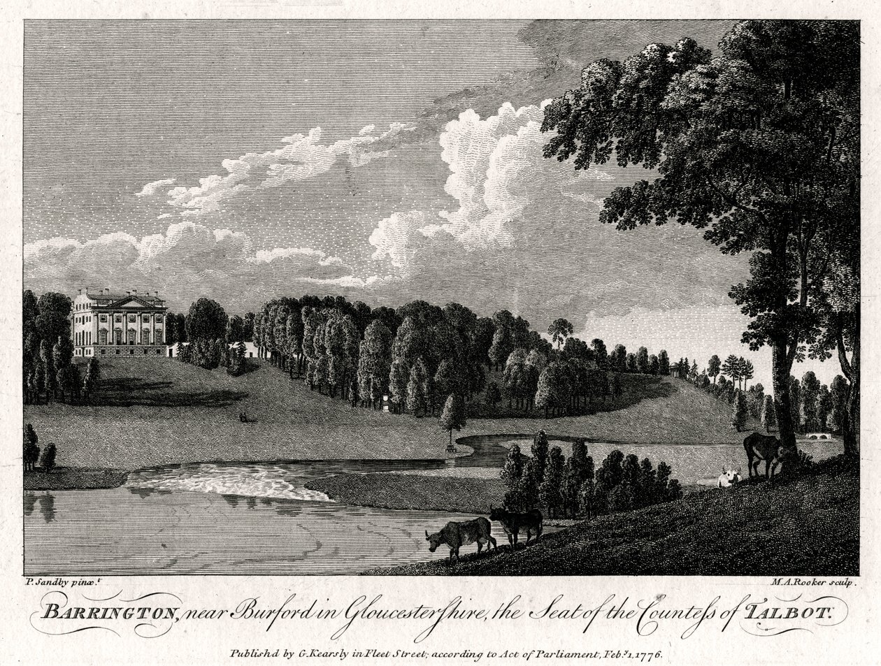 Barrington, nær Burford i Gloucestershire, sæde for grevinden af Talbot, 1776 af Michael Angelo Rooker