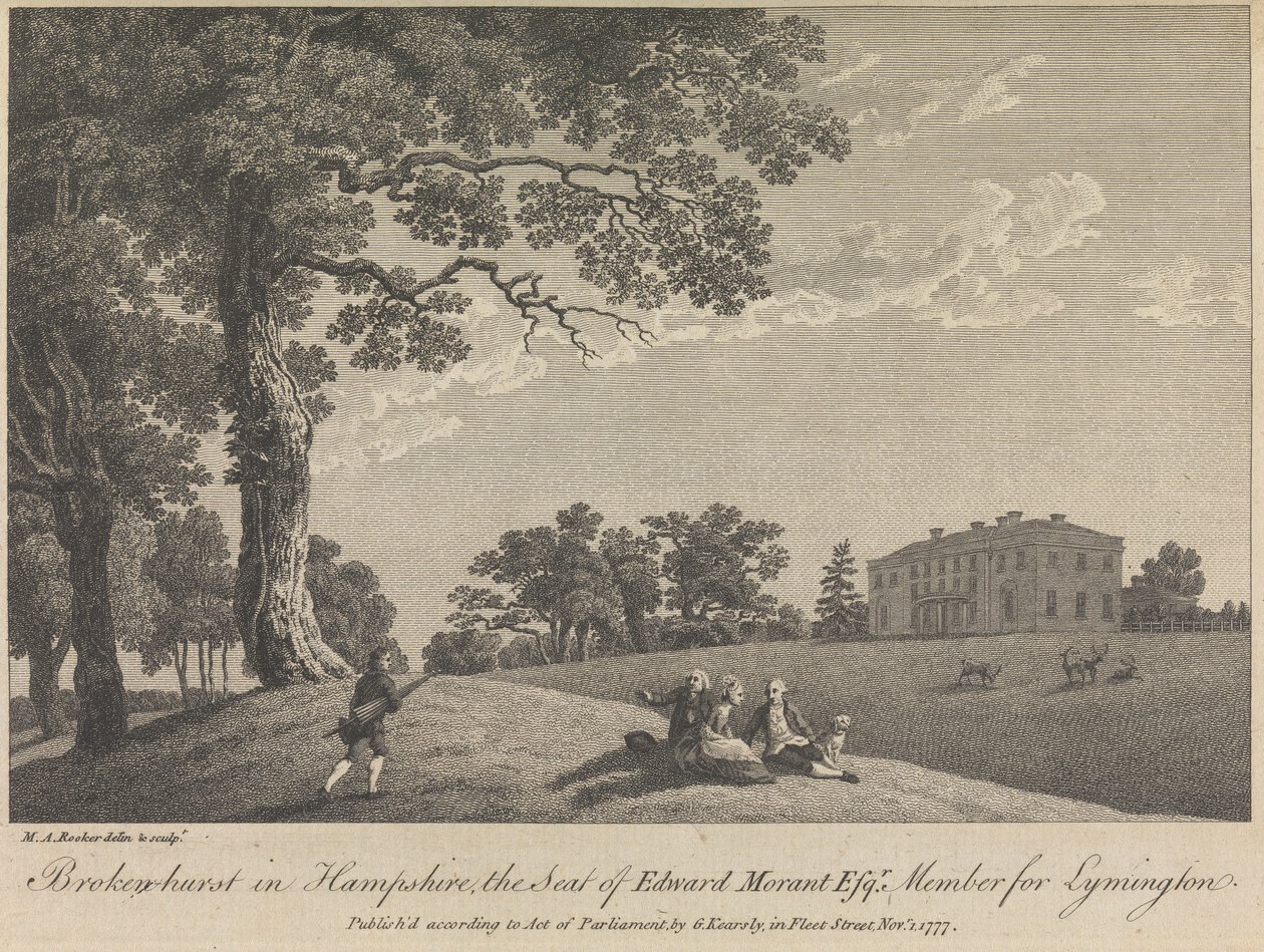 Broken-hurst i Hampshire, The Seat of Edward Morant, Esquire, medlem for Lymington (udgivet af G. Kearsly); side 43 (bind 1) af Michael Angelo Rooker