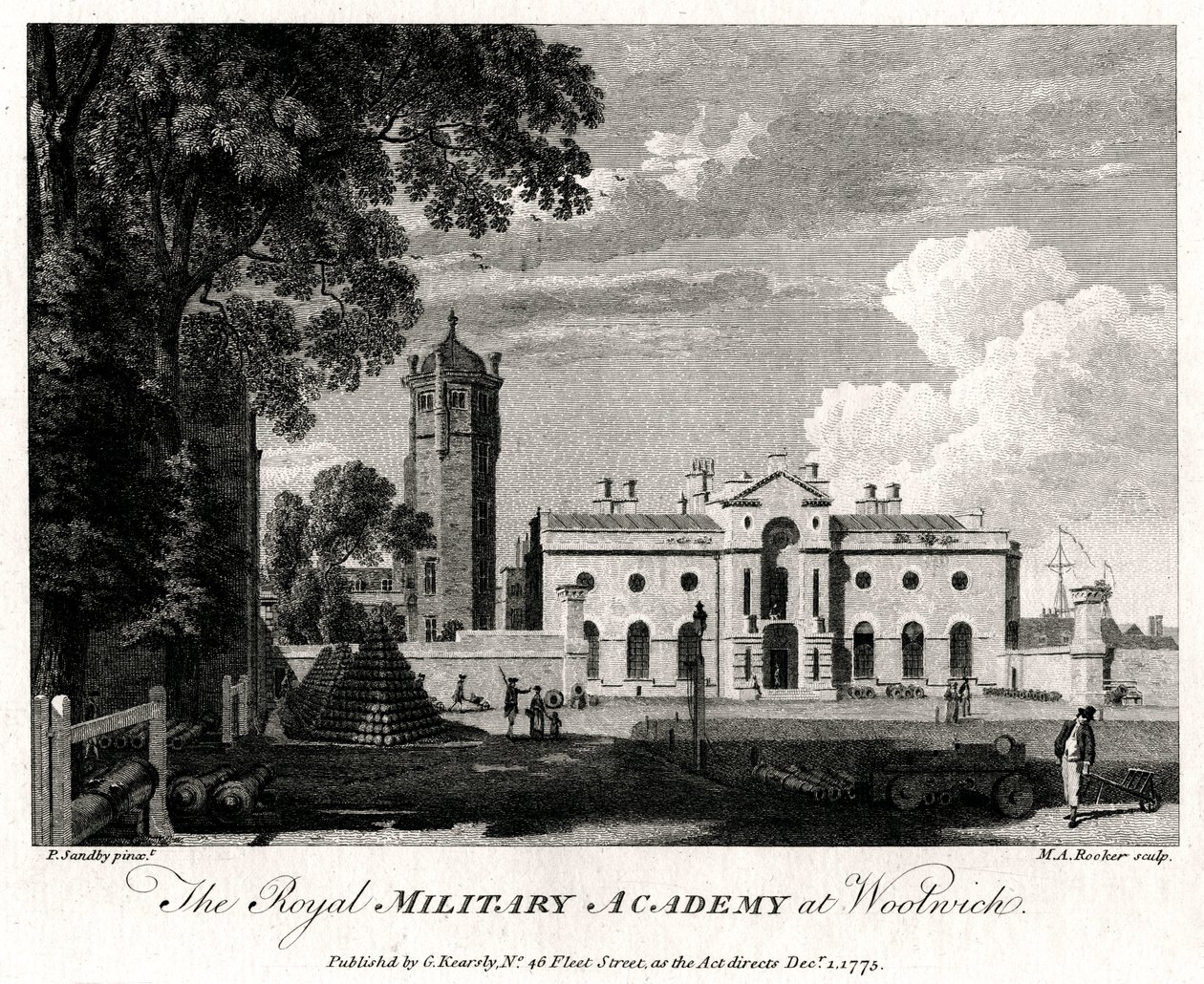 Royal Military Academy i Woolwich, London, 1775 af Michael Angelo Rooker