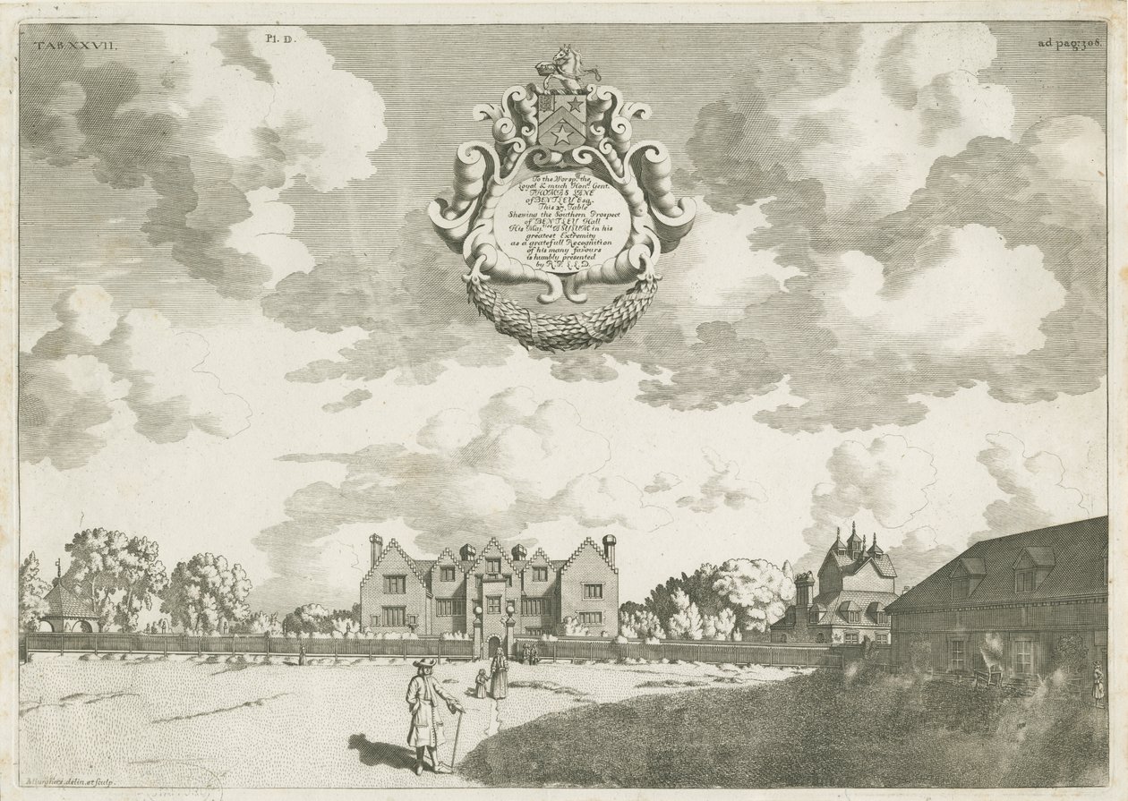 Bentley Hall: kobberpladegravering, [1686] (tryk) af Michael Burghers
