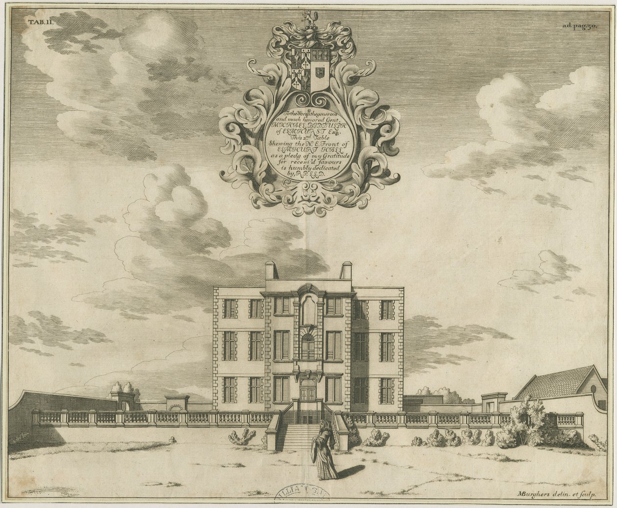 Elmhurst Hall: kobberpladegravering, nd [1653-1686] af Michael Burghers