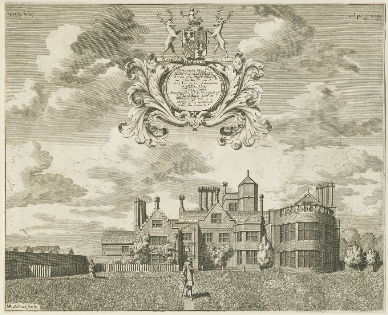 Fisherwick Hall: kobberpladegravering, nd [1653-1686] (tryk) af Michael Burghers