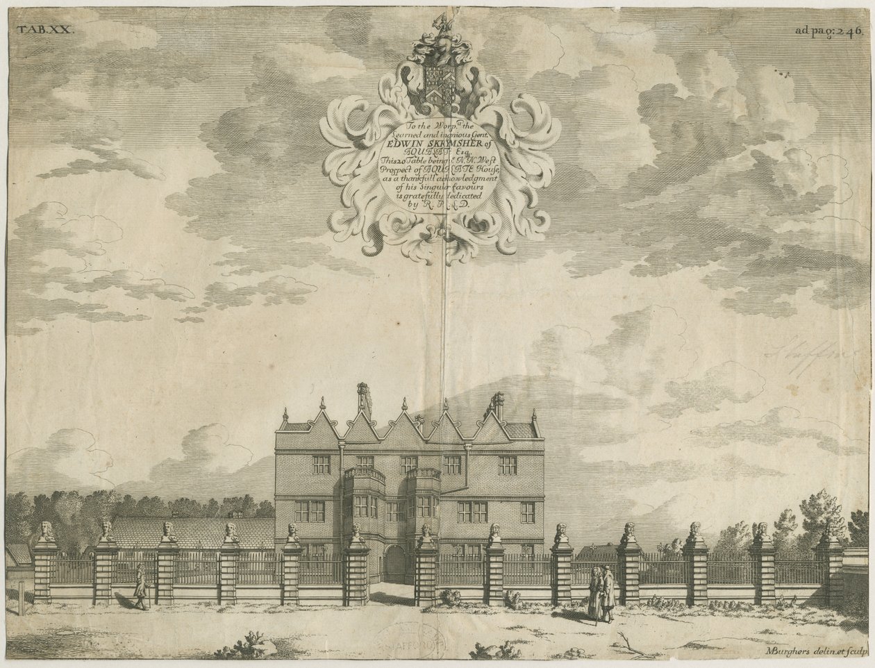 Forton - Aqualate Hall: gravering, nd [1653-1686] (tryk) af Michael Burghers
