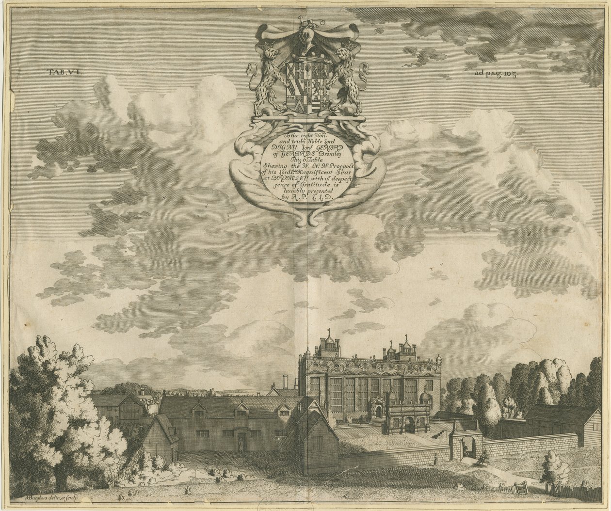 Gerards Bromley Hall: gravering, nd [1653-1686] af Michael Burghers