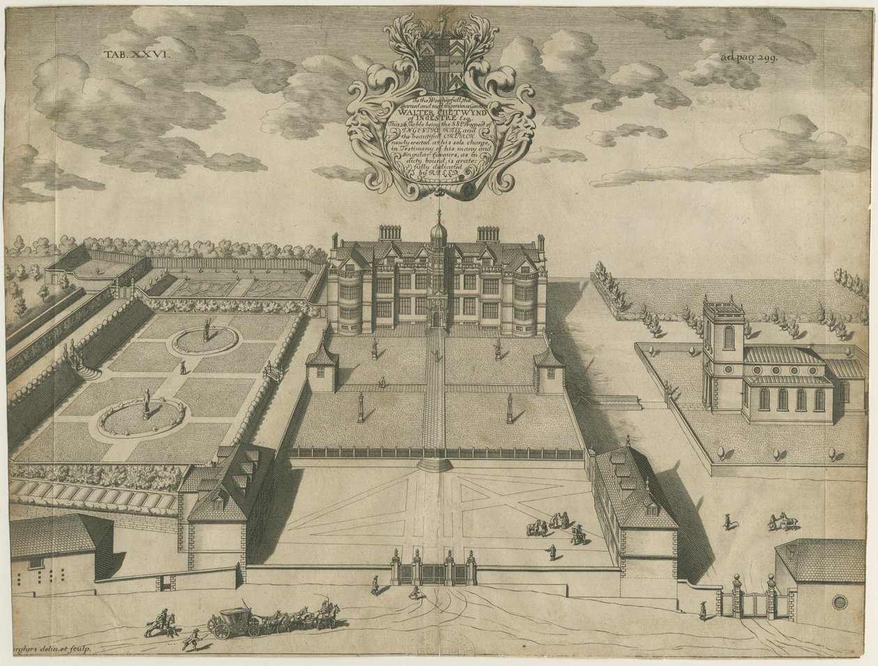 Ingestre Hall: kobberstik, nd [1653-1686] (tryk) af Michael Burghers