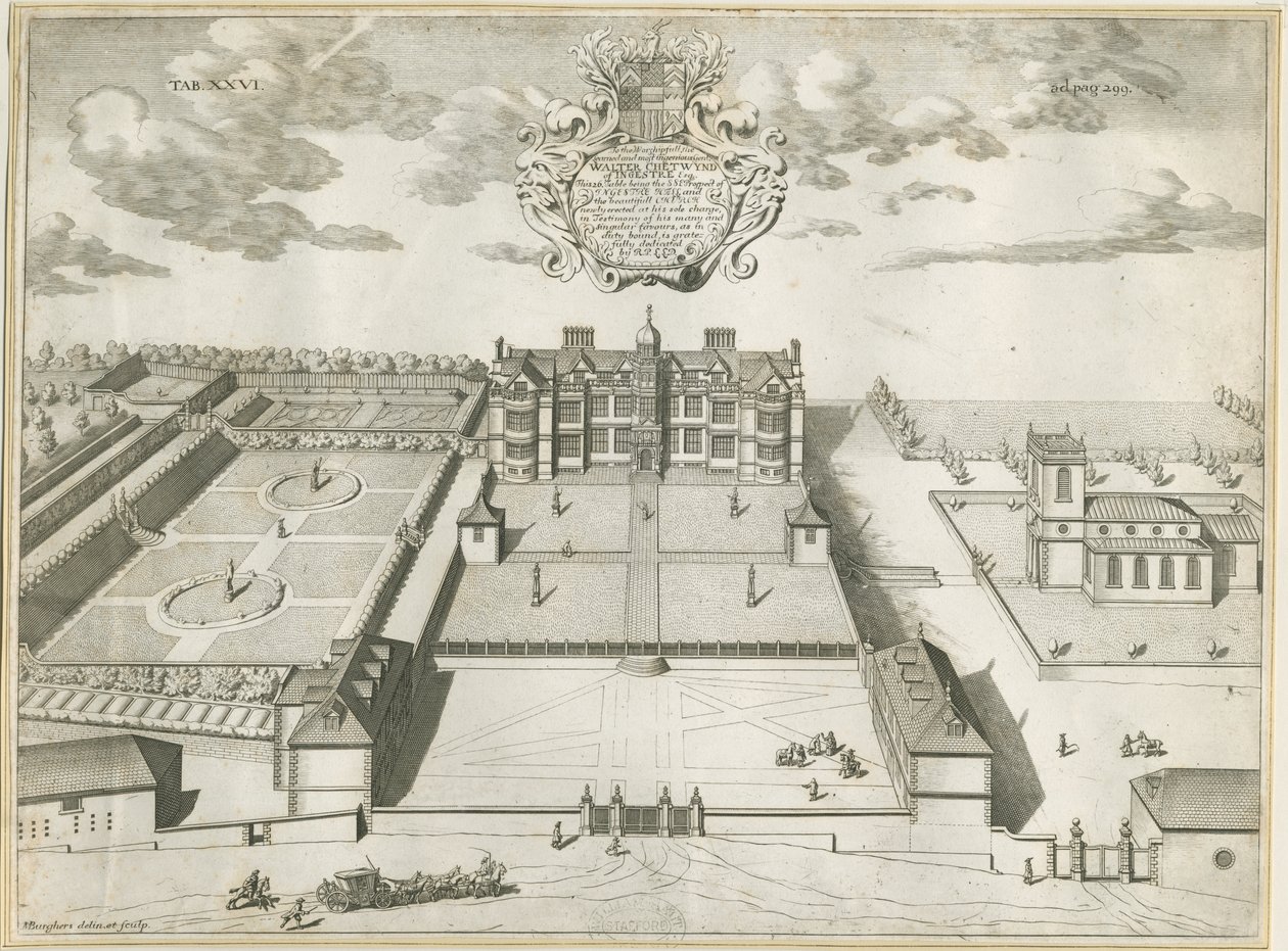 Ingestre Hall: copper-plate engraving, nd [1653-1686] dani af Michael Burghers