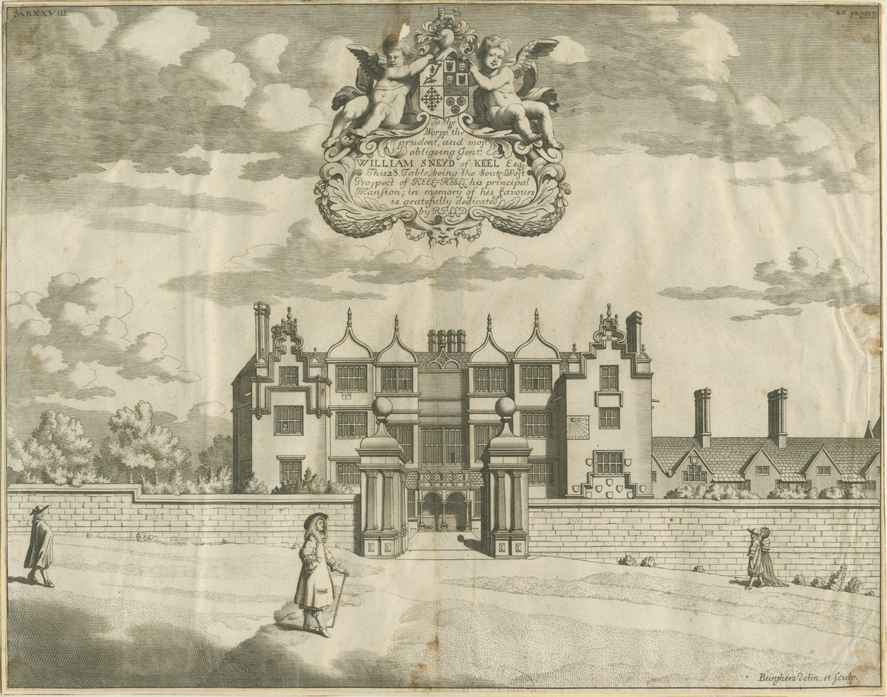 Keele Hall: kobberpladegravering, nd [1653-1686] af Michael Burghers