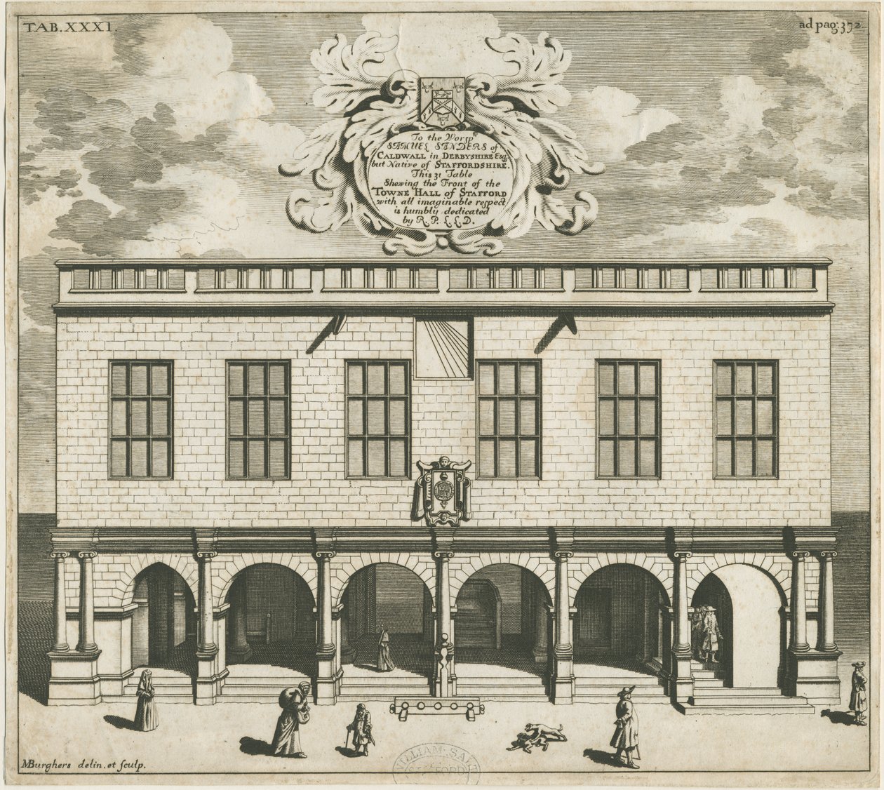 Stafford - Shire Hall: kobberpladegravering, nd [1686] af Michael Burghers