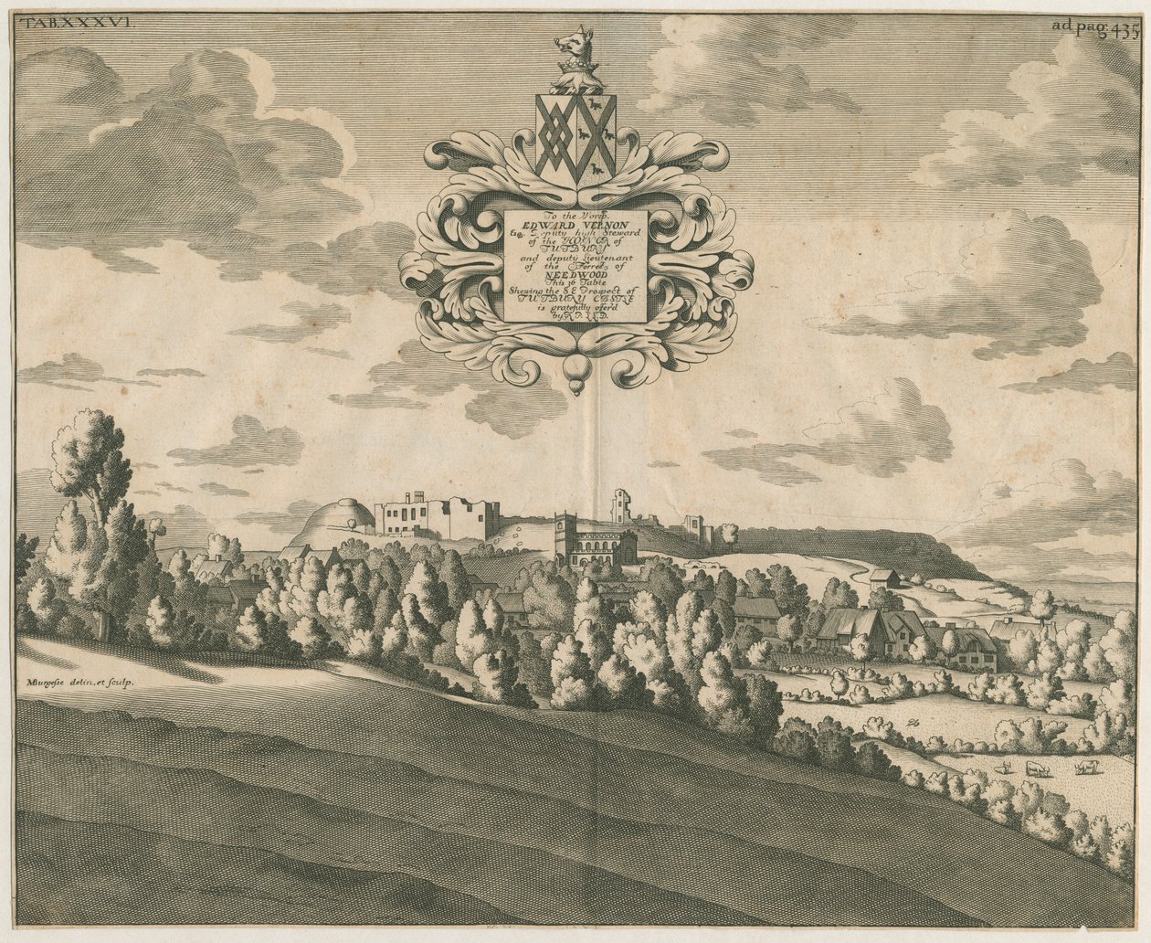 Tutbury Castle - Fjernsyn: kobberpladegravering, nd [c 1686] af Michael Burghers