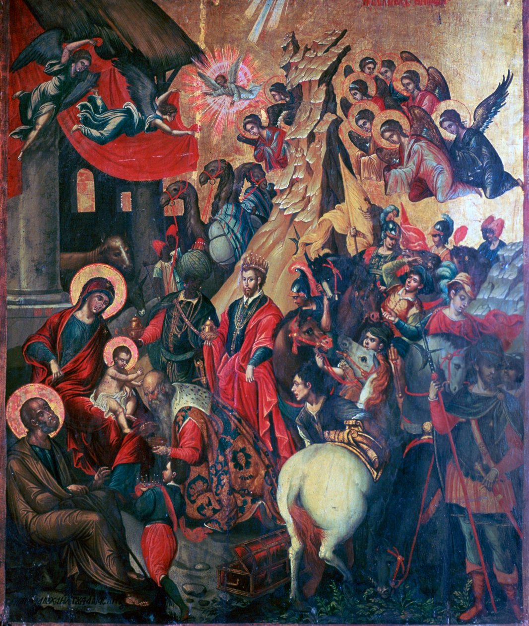 Ikon for magernes tilbedelse, 1500-tallet af Michael Damaskinos