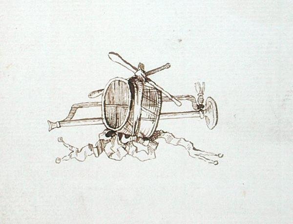 Tegning fra Michael Faradays scrapbog (pen & blæk på papir) af Michael Faraday
