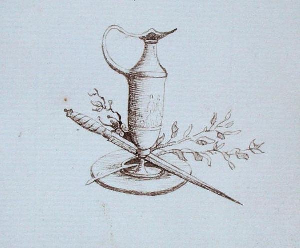 Tegning fra Michael Faradays scrapbog (pen & blæk på papir) af Michael Faraday