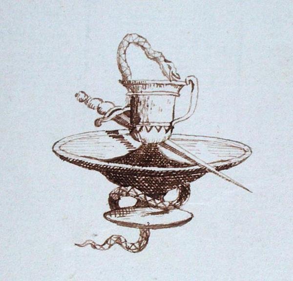 Tegning fra Michael Faradays scrapbog (pen & blæk på papir) af Michael Faraday