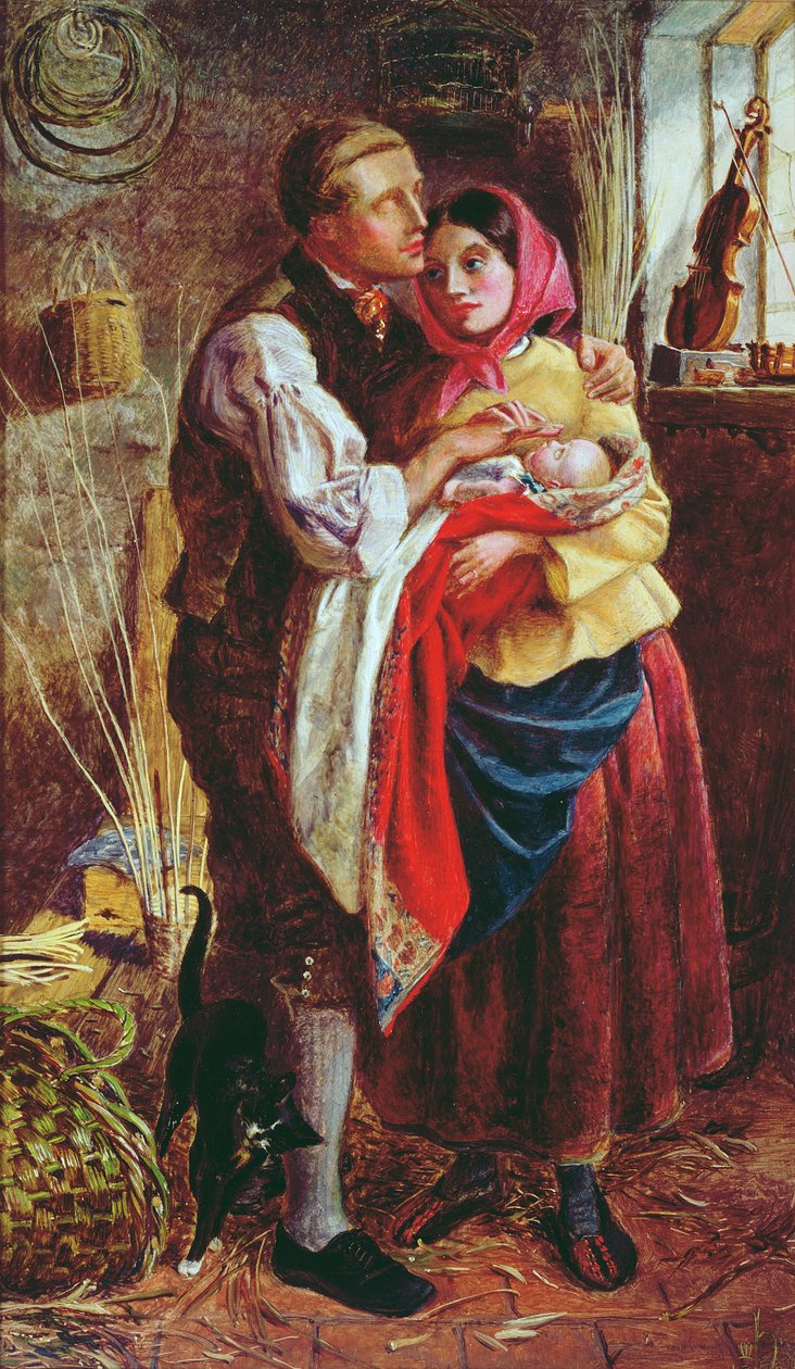 Den blinde kurvmager med sit første barn, 1858 af Michael Frederick Halliday