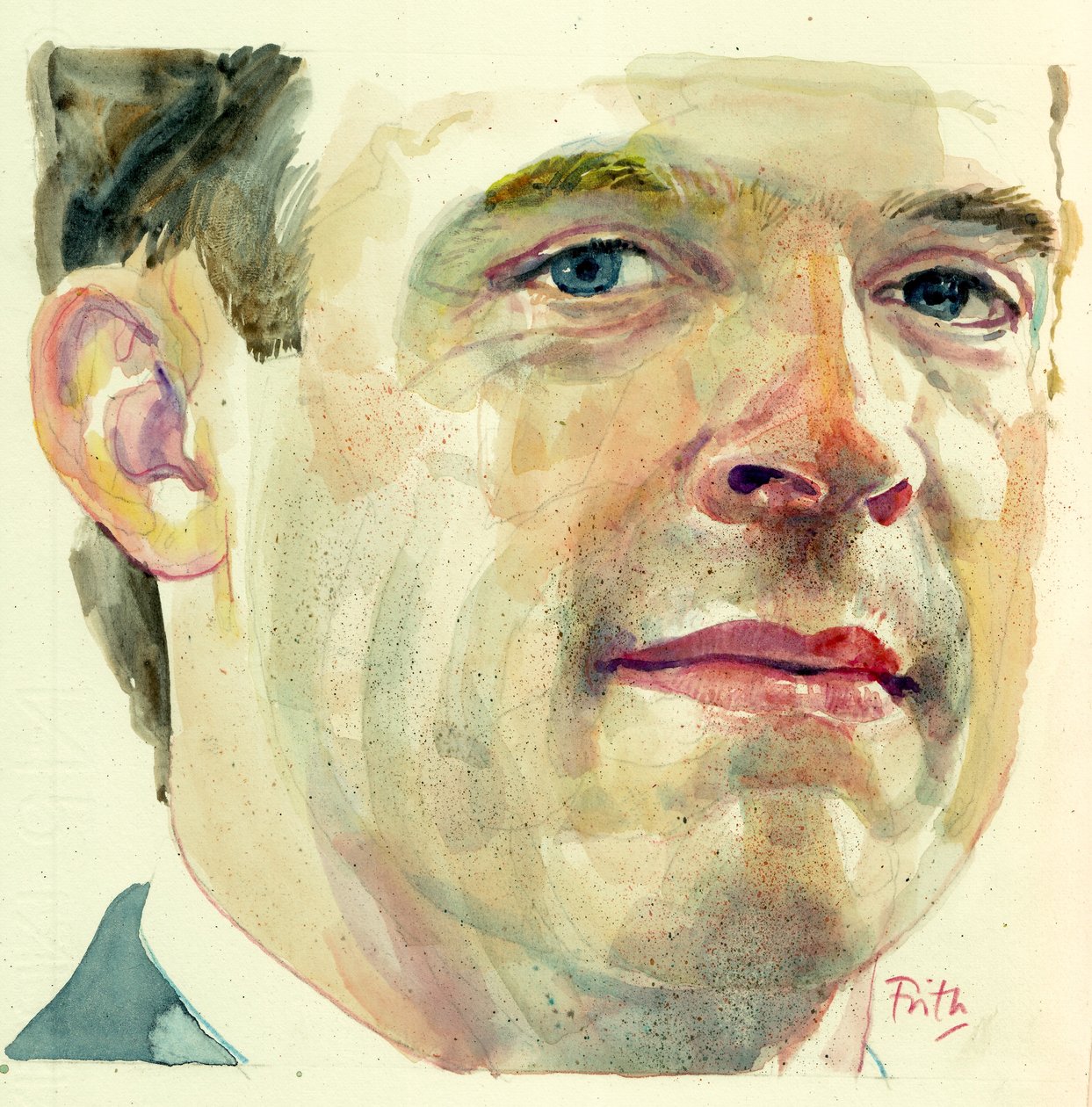 Dominic Raab (akvarel) af Michael Frith