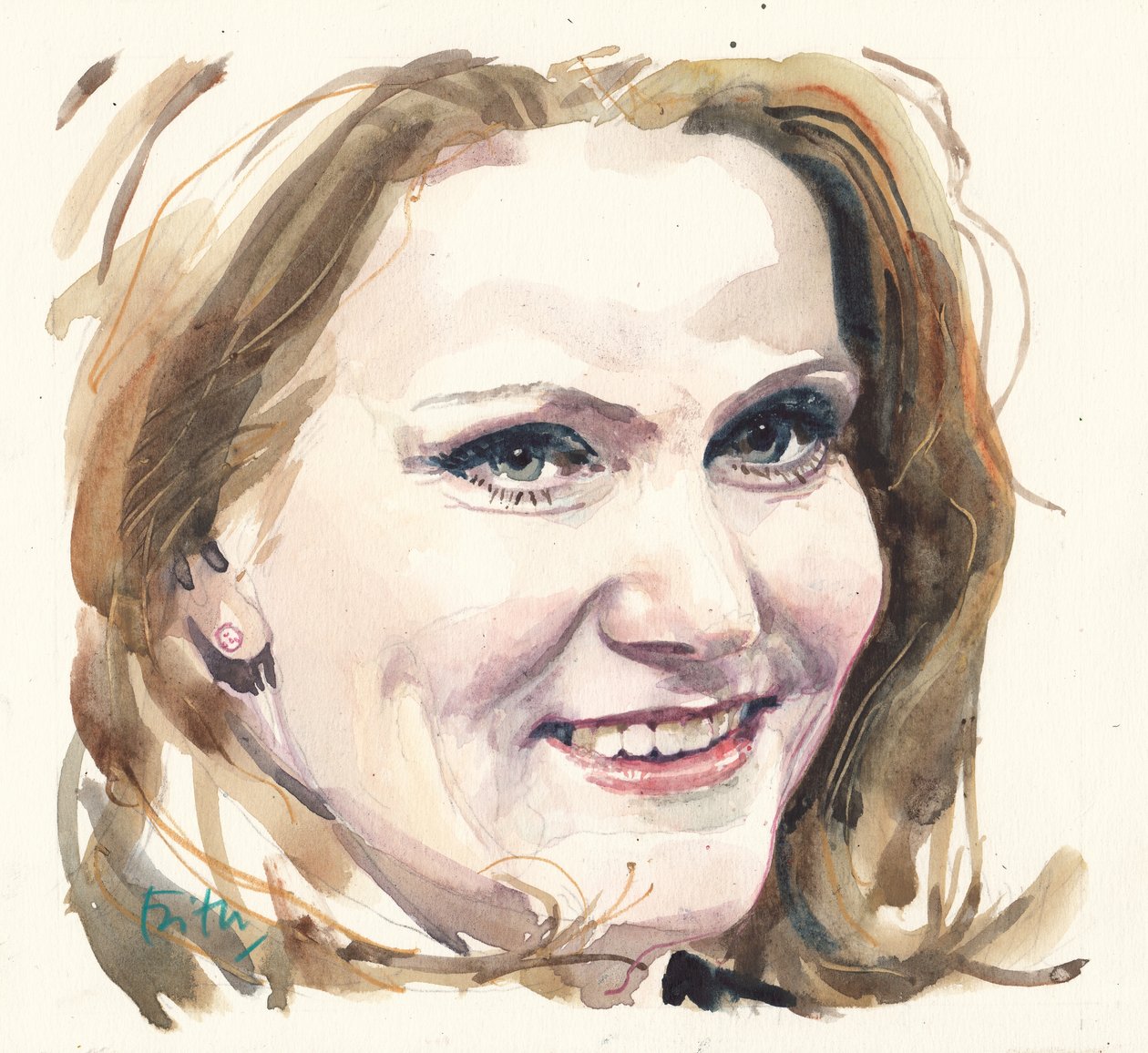 Helle Thorning-Schmidt (akvarel) af Michael Frith