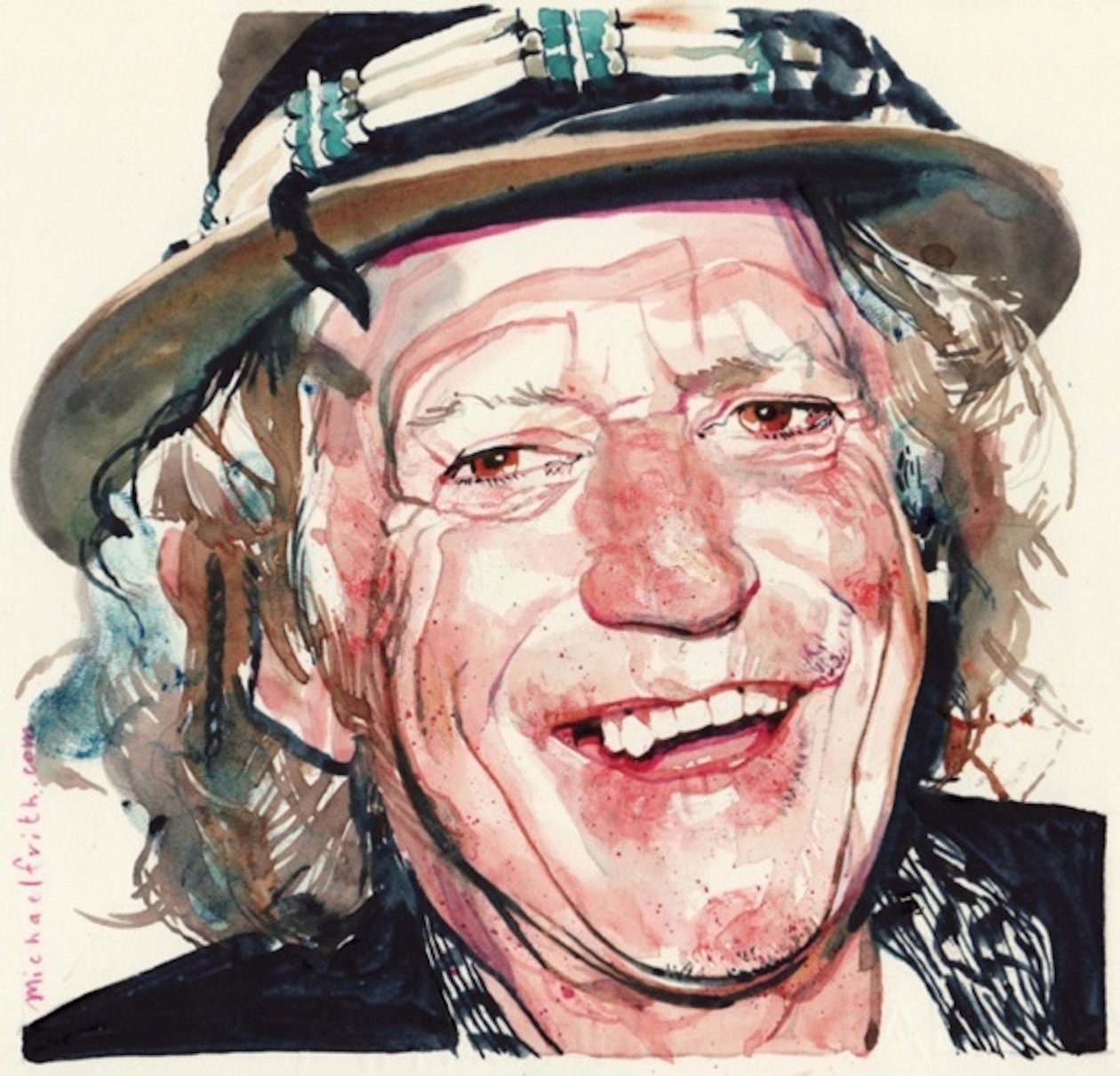 Keith Richards (akvarel) af Michael Frith