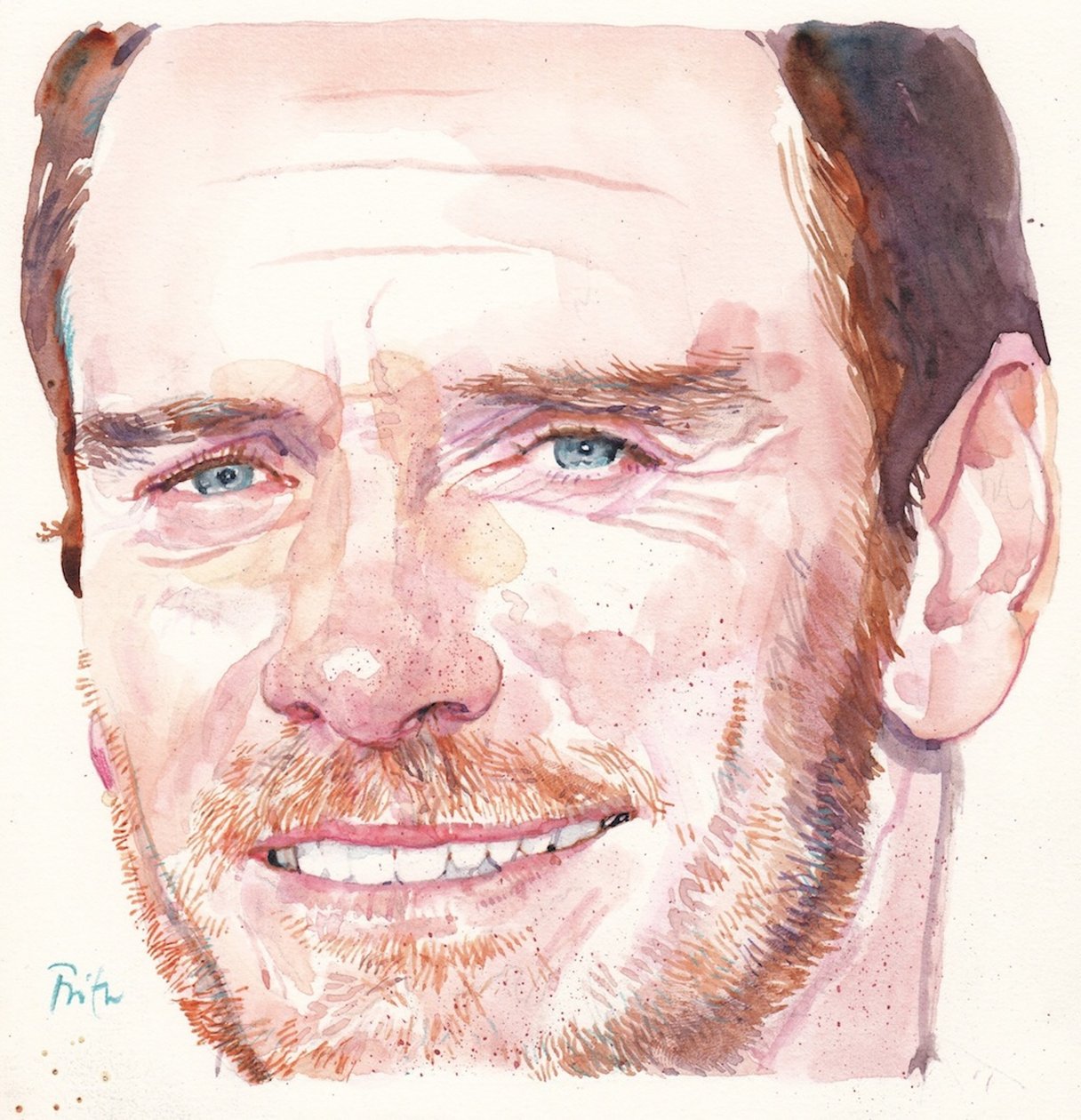 Michael Fassbender (akvarel) af Michael Frith