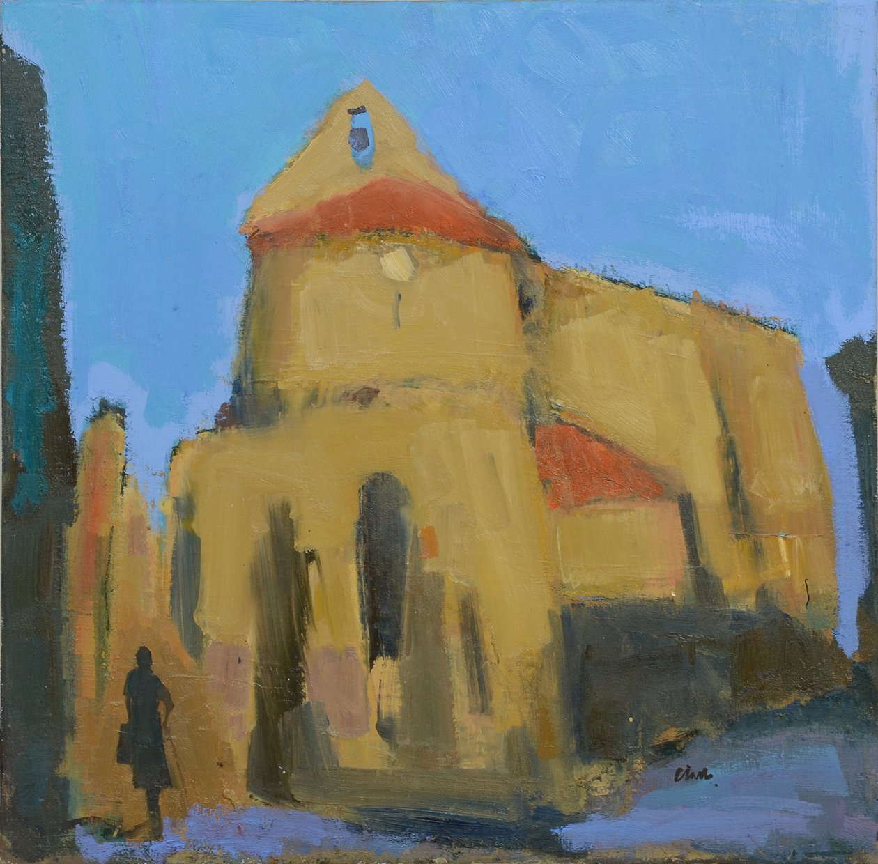Kirke nær Bordeaux, 2017 (olie på linned) af Michael G. Clark