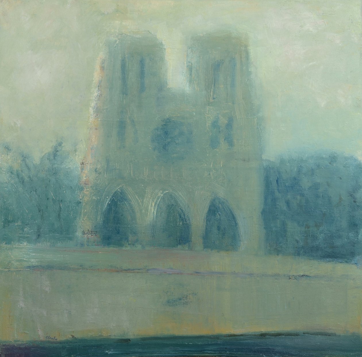 Notre Dame, Paris, 2016 (olie på linned) af Michael G. Clark