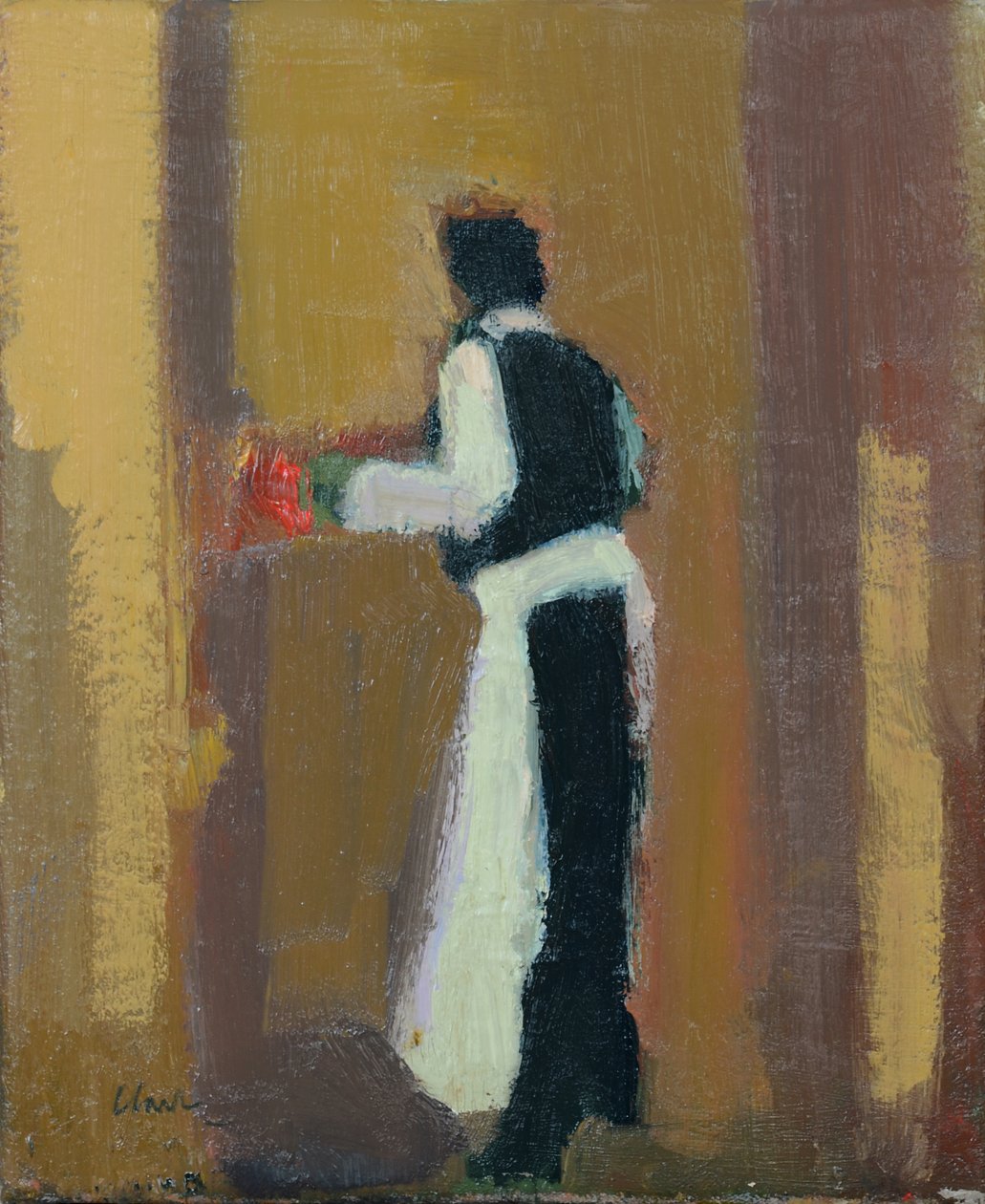 Parisisk tjener, 2015 (olie på linned) af Michael G. Clark