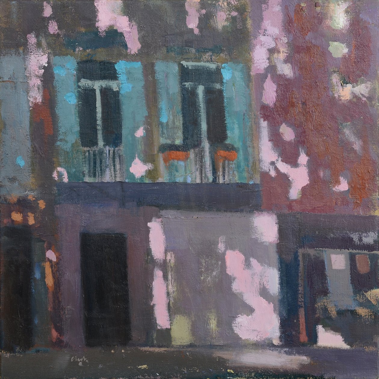 Skygger på en mur, Provence, 2015 (olie på linned) af Michael G. Clark