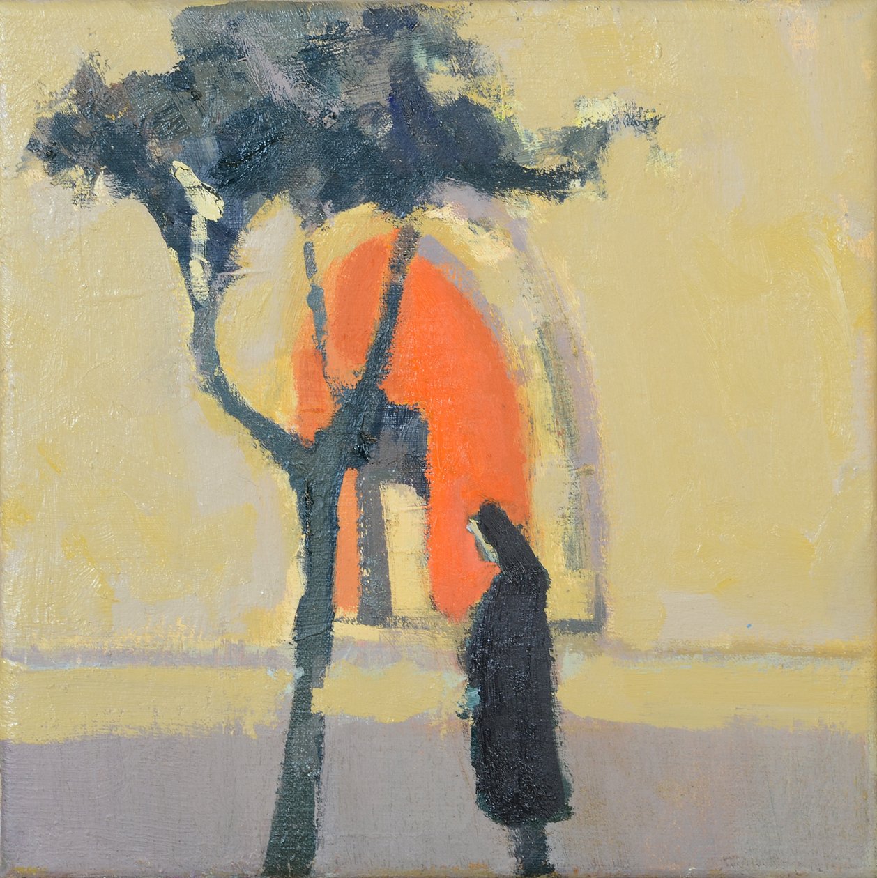 Kirken i Puymirol (olie på linned) af Michael G. Clark