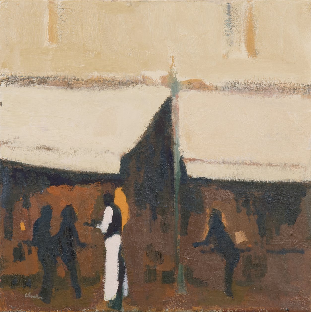 Tjener, Paris, aften, 2017 (olie på linned) af Michael G. Clark