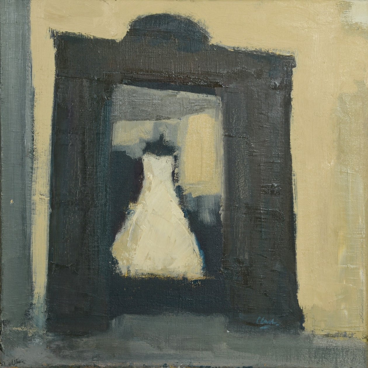 Wedding Dress Turin, 2017 (olie på linned) af Michael G. Clark