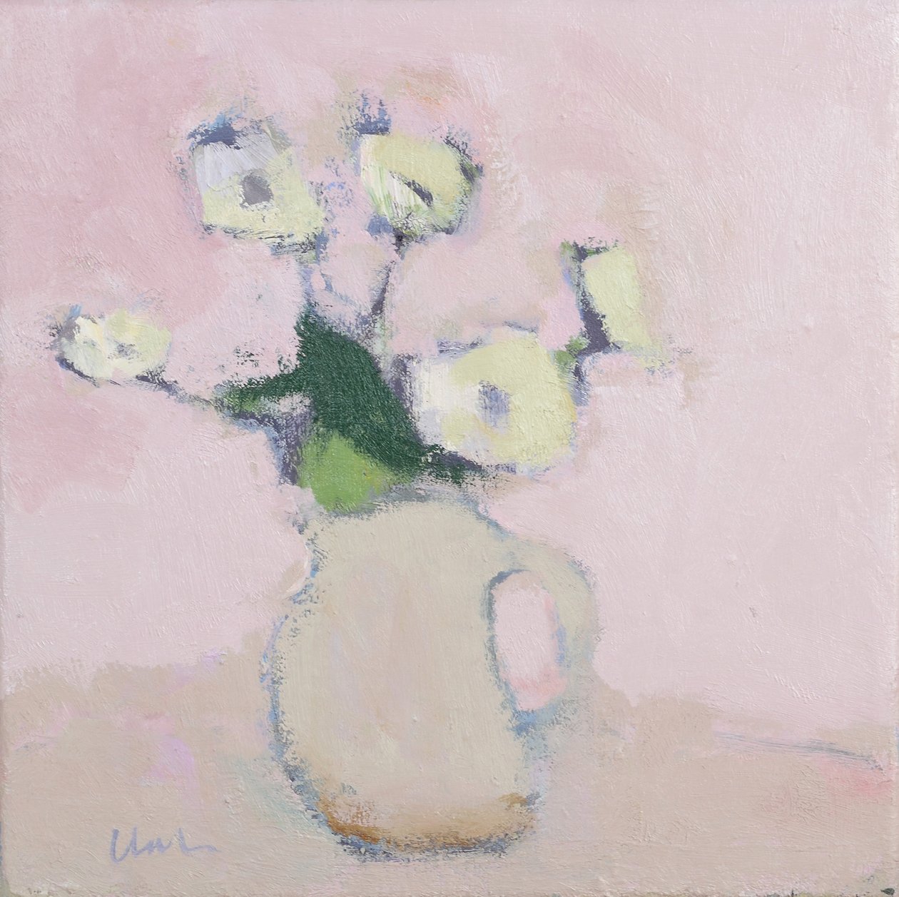 Hvide anemoner, 2016 (olie på linned) af Michael G. Clark