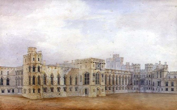 Windsor Castle og North East View of the Upper Ward (pen & blæk og akvarel på papir) af Michael Gandy