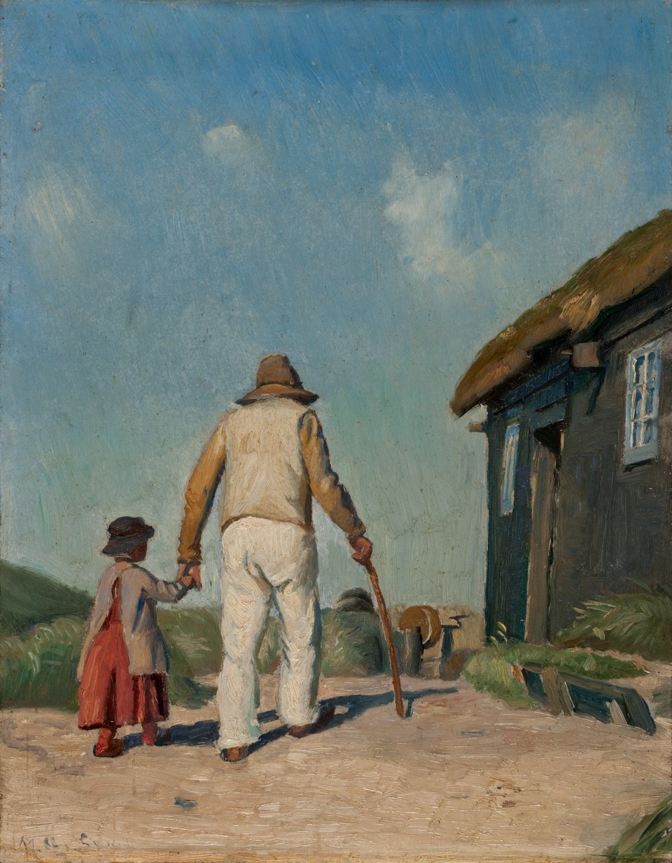 Blind Christian, studie (olie om bord) af Michael Peter Ancher