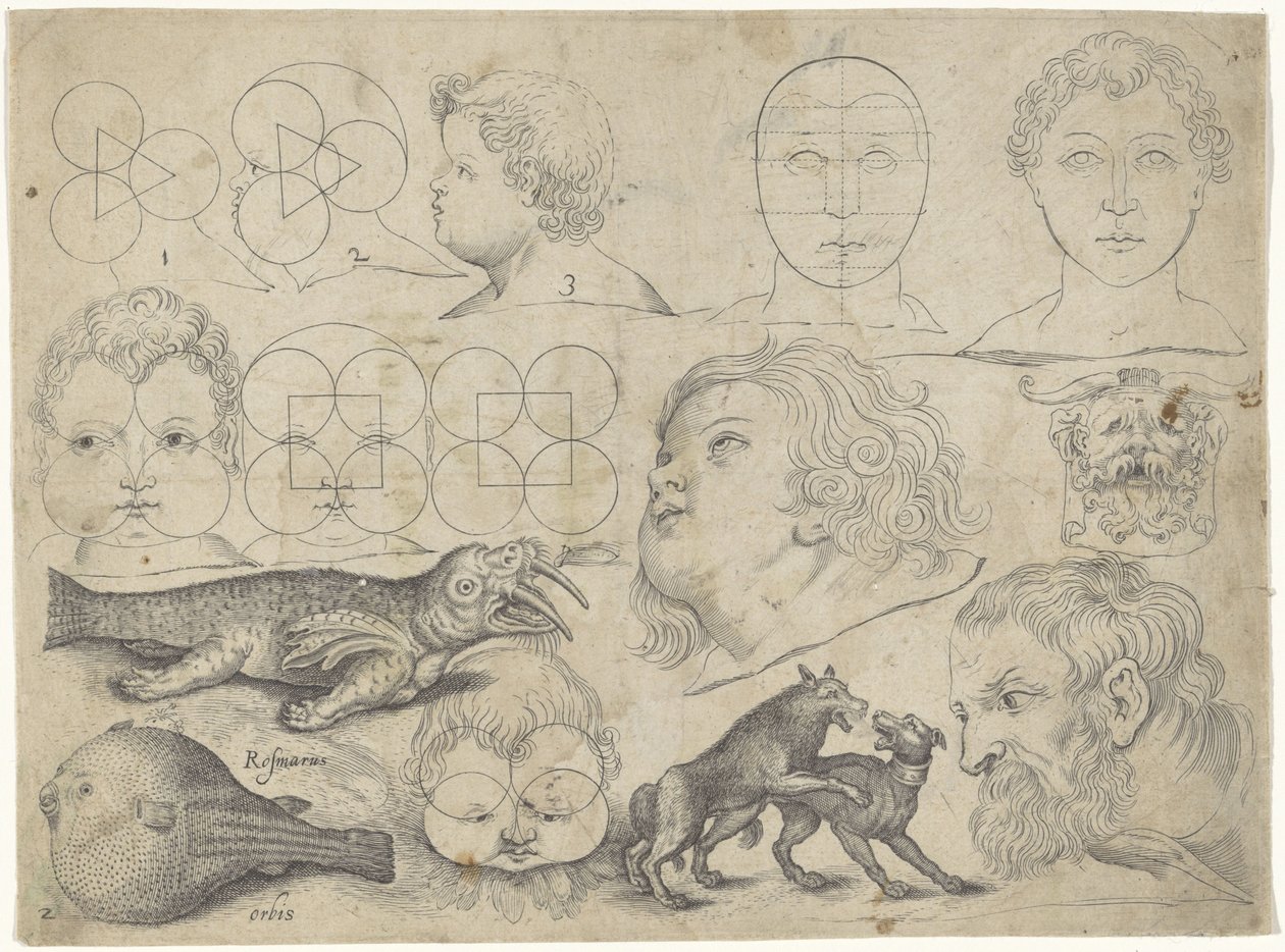 Studieark med tegningseksempler: figurer, dyr Tegningseksempler (serietitel) af Michael Snijders