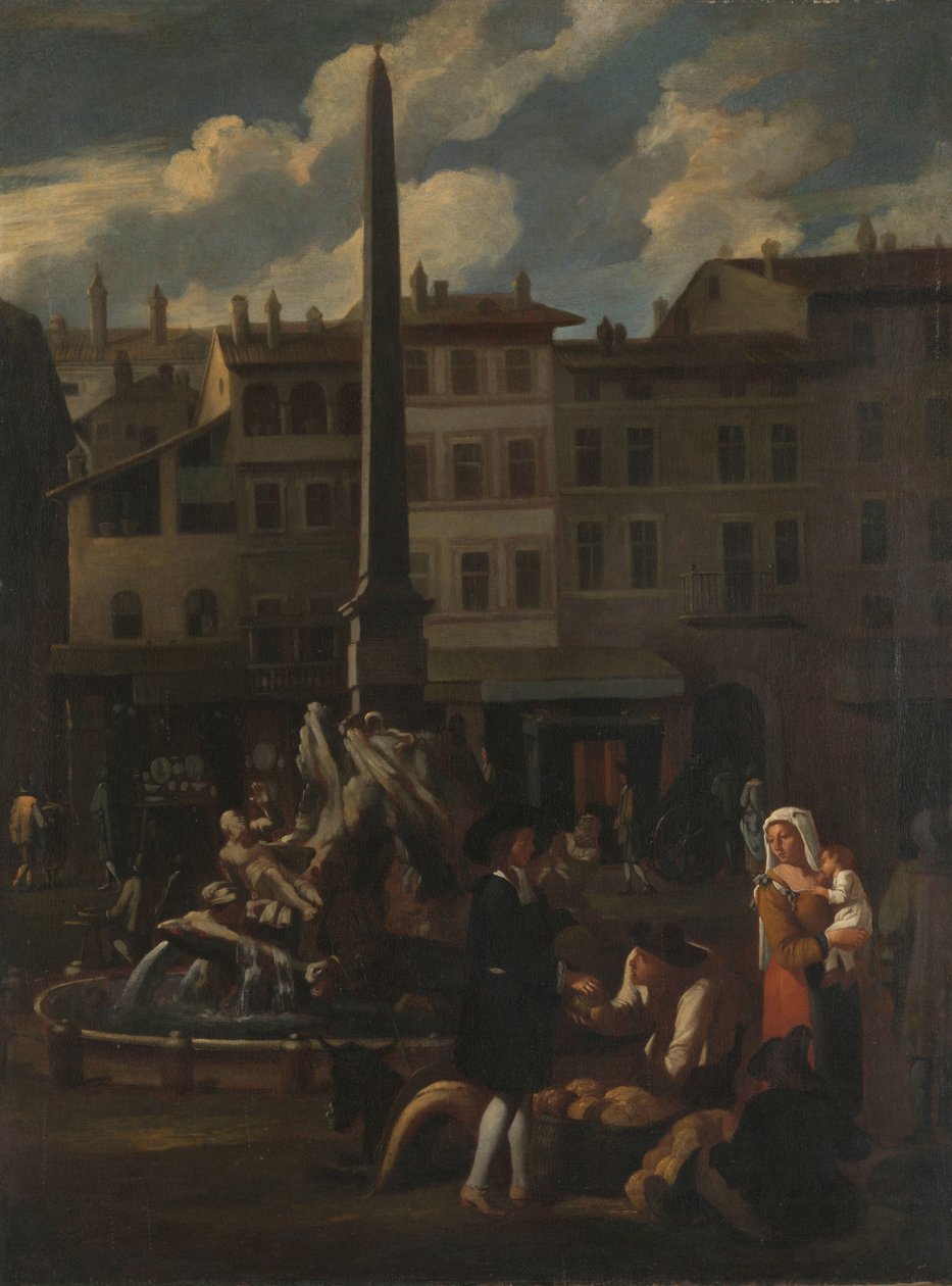 Markedsscene i Rom, Piazza Navona af Michael Sweerts (manner of)