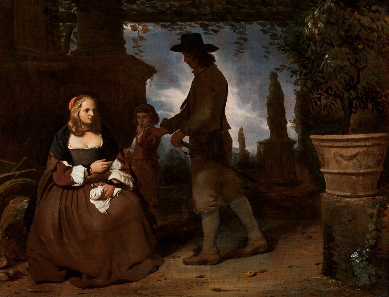 Et ungt par og en dreng i en have, ca. 1650 (olie på lærred) af Michael Sweerts